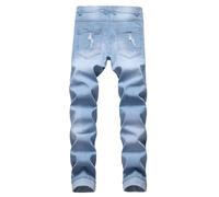 Jeans Slim Fit Uomo, Jeans Uomo Strappati Regular Elasticizzati Skinny Strappati Pantalones Denim Slim Fit Stretch Taper Jean Casual Eleganti Jeans Moto Uomo per La Vita Quotidiana E Lo Sport