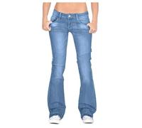 Jeans slim flared Bootcut jeans da donna a vita bassa, pantaloni sexy a zampa, grandi dimensioni, jeans elasticizzati da donna, Y2K, per il tempo libero, per la mamma, jeans, borse, jeans Curvy, Blu,