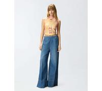 Pinko Pantalone Art 106398 A33J Jeans a gamba larga misto lino lavaggio blu Donna M