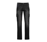 JEANS STETCH DIADORA DENIM STONE-WASHED 6 POCHES NOIR DELAVE - 172115C62080