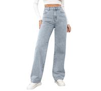 Jeans Straight Donna Fit Baggy Skinny Jeggings Baggy Pants Curvy Larghi Y2k Pantaloni Bianchi Donna Taglie Forti Eleganti Gamba Larga Gamba Dritta Wide Leg 2025 Wide Leg Jeans Azzurro Cielo L