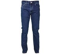 Jeans Uomo 5 Tasche Invernale Imbottito in Pile Caldo Foderato Elastico 46-60 Termico Scuro a Vita Alta Denim (IT, Numero, 64, Regular, Regular, Denim)
