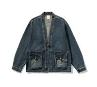 Jeans Uomo Cargo Cappotto Giacca Cardigan Rétro Giapponese Cinese Tasca