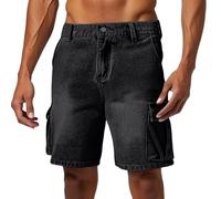 Jeans Uomo Corti Bermuda Jeans Uomo Bermuda Cargo Pantaloni Lavoro Pantaloncini Da Cotone Baggy Pantalone Corto Taglie forti Sportivi Calcio Pinocchietto Elasticizzati 4Xl Estivi Pantaloncino