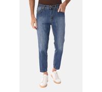 Jeans Uomo Cotone Capri Pantaloni in Denim Slavati Cinque Tasche Made in Italy