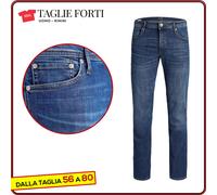 Jeans uomo elasticizzato TAGLIE FORTI pantaloni denim Jack & Jones da 56 a 70
