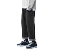 Jeans Uomo Gamba Larga Dritto Taglie Forti Cotone Elasticizzato | 95% poliestere, 5% elastan, tessuto morbido che si adatta al corpo stringere(Black 5XL)