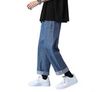 Jeans Uomo Gamba Larga Dritto Taglie Forti Cotone Elasticizzato | 95% poliestere, 5% elastan, tessuto morbido che si adatta al corpo stringere(Dark blue 5XL)