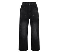 Jeans Uomo Neri - Jeans Uomo Elasticizzati Taglie Forti Pantaloni Larghi da Uomo e da Donna Design Sensazione di Vento Freddo Senso di Strada di Alta qualità Jeans di Grandi Dimensioni (Black XXL)