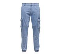 Jeans Uomo ONLY&SONS Taglio Conico con Tasche Cargo - Pantaloni Casual Cargo di Classe, Colore:Azzurro, Taglia Pantalone:32W / 32L, Lunghezza della Gamba:L32