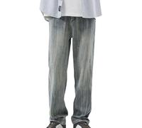 Jeans Uomo Regular - Pantaloni da Mendicante Larghi a Gamba Larga da alla Moda E alla Moda retrò da Strada (Blue 31)