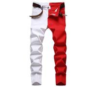 Jeans Uomo Regular - Slim Fit con Cerniera Dritta E Bottoni Multitasche alla Moda da (Watermelon Red 30)