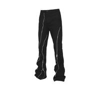 Jeans Uomo Slim Fit - da con Cerniera Hip Hop Divisa High Street Trend con Fessura Micro Elasticizzata a Gamba Larga (Black M)