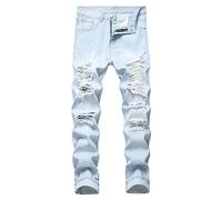 Jeans Uomo Slim Fit, Jeans Elasticizzati Uomo Cargo in Tessuto Standard Sportivo Multitasca per La Bocca del Piede Corda in Vita Patchwork Nastro Jeans Bianchi Uomo per Il Tempo Libero