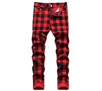 Jeans Uomo Slim Fit, Jeans Uomo Regular Stampa di Lettere in Stile Motociclistico Gamba Dritta E Colore a Contrasto Skinny Elastico Jeans Uomo Estivi per La Vita Quotidiana E Lo Sport