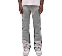 Jeans Uomo Y2K Micro Svasati alla Moda Macchie d’Inchiostro Patchwork JeansDenim Primavera Estate PantaloniCasuali Hip Hop Streetwear(Light Gray,X-Large)