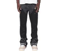 Jeans Uomo Y2K Micro Svasati alla Moda Macchie d’Inchiostro Patchwork JeansDenim Primavera Estate PantaloniCasuali Hip Hop Streetwear(Dark Gray,X-Large)