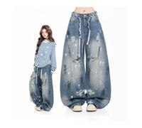 Jeans Vintage da Donna Pantaloni Lunghi a Gamba Larga Pantaloni Larghi | Moda versatile, casual strappato, vintage americano, pantaloni felpati vintage Harajuku, Y2k Gyaru punk