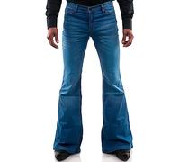 Jeans Vintage da Uomo con Fondo a Campana Anni '60 '70, Pantaloni da Discoteca Svasati, Blu 5., 30W