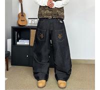 Jeans vintage dallo stile di strada, semplici e alla moda, con ricamo ad ali, design di nicchia, gamba dritta e ampia, jeans larghi e morbidi, adatti per la primavera e l'estate, per uomo L,M,S,XL,XS,