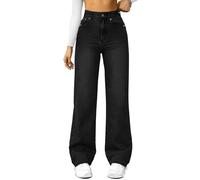 Jeans Vita Alta Baggy Pantalone a Donna Y2k Wide Leg Eleganti Fit Jeggings Larghi Jeans Ragazza Gamba Larga Push Up Strappati Gamba Dritta Curvy 2025 Pantaloni Curvy Donna Nero S