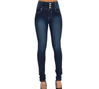 Jeans Vita Alta Donna Skinny Denim Pantaloni Slim Fit Legging Elasticizzati Blu 2XL