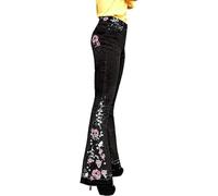 Jeans Zampa Elefante Donna Pantaloni Slim A Vita Alta E Gamba Larga Slim Vita Alta Vintage Pantaloni Bootcut, 01-nero, XXL