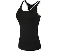 jeansian Donna Yoga Pilates Sportivo Palestra Formazione Vest Canotta Fashion Workout Gilet SWT237 Black&White XL