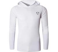 Jeansian Uomo Mens Sun Protection Felpa con Cappuccio Manica Lunga Escursionismo Corsa Pesca T-Shirt Camicie LA271 White XL