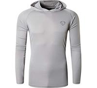 Jeansian Uomo Mens Sun Protection Felpa con Cappuccio Manica Lunga Escursionismo Corsa Pesca T-Shirt Camicie LA271 LightGray M