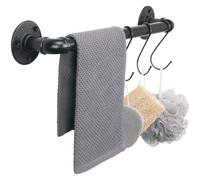 Jeasor Barra portasciugamani a tubo industriale, fai da te, da bagno, da appendere, stile steampunk, montaggio a parete, stile rustico, con 3 ganci (40,6 cm)