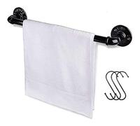 Jeasor Barra portasciugamani a tubo industriale, fai da te, da bagno, da appendere, stile steampunk, montaggio a parete, stile rustico, con 3 ganci (45,7 cm)