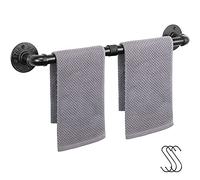 Jeasor Industrial Pipe Towel Rack Towel Bar, Heavy Duty Wall Mounted Rustic Farmhouse Bath Towel Holder for Bathroom (Black, 24 inch)