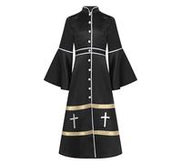 JEATHA Abito Sacerdotale Bambina Unisex Maniche Svasate Croce Tonaca Patchwork Vintage Paramenti Religiosi Halloween Cosplay Costume Feste a Tema Chiesa A Nero 13-14 anni