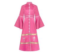 JEATHA Abito Sacerdotale Bambina Unisex Maniche Svasate Croce Tonaca Patchwork Vintage Paramenti Religiosi Halloween Cosplay Costume Feste a Tema Chiesa A Rosa caldo 15-16 anni