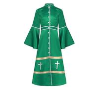 JEATHA Abito Sacerdotale Bambina Unisex Maniche Svasate Croce Tonaca Patchwork Vintage Paramenti Religiosi Halloween Cosplay Costume Feste a Tema Chiesa A Verde 5-6 anni