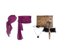 JEATHA Costume Di Pirata Per Donna Giocattolo Spada E Pugnale Set Accessori 7 pezzi bordeaux Taglia unica