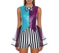 JEATHA Dama Zirco Direttore Carnevale Costumes Diventare Un Ringmaster Gonna Con Pandinature Blu Viola M