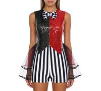 JEATHA Dama Zirco Direttore Carnevale Costumes Diventare Un Ringmaster Gonna Con Pandinature Rosso L