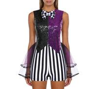 JEATHA Dama Zirco Direttore Carnevale Costumes Diventare Un Ringmaster Gonna Con Pandinature Viola XL