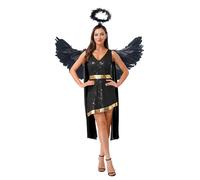 JEATHA Dame Angelo Vestito Con Scaglie Senza Maniche Con Ala E Fascetta Capelli Costume Angeli Athena Principessa Greca Dea Costume Angeli Halloween Carnevale Nero L