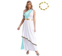 JEATHA Donna Abito in Toga Un Spalla Atena La Dea Greca Abiti Festa con Copricapo Feste Tematiche E Costumi