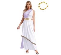 JEATHA Donna Abito in Toga Un Spalla Atena La Dea Greca Abiti Festa con Copricapo Feste Tematiche E Costumi