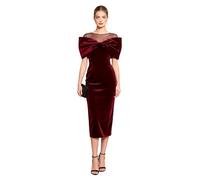 JEATHA Donna Vestito da Sposa Abito Elegante Damigella Donne Matrimonio | Pannello Superiore In Tulle Trasparente,Maniche Lunghe,Spacco Posteriore Per Più Libertà,Festa Di Compleanno,Danza,Cocktail
