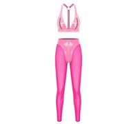 JEATHA Due Pezzi In Pelle Sintetica Donna Set Collant In Lattice Set Pezzi Leggings Donne Due Teddy Abbigliamento Spettacoli Bar Natale