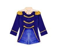 JEATHA Neonato Cappotto da Direttore di Circo Uniforme da Guardia con Nappe Blazer da Principe Medievale Giacca da Banda Blu Reale 3-4 Anni