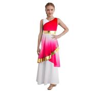 JEATHA Ragazza Abito da Pattinaggio Artistico Colorata Sfumata Vestito da Ballo Lirico Moderno Gonna Asimmetrica Abito da Danza di Lode Culto Chiesa Tango Dancewear