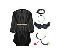 JEATHA Uomo Costume Toga Uomini D'Angelo E Diavolo Set Angelo Religioso | Tunica Con Maniche Svasate,Outfit Toga Antica Uomini,Costume Spettacolo Danza,San Valentino,Festa,Serata,Rave,In Maschera
