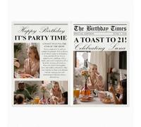 JeathFea Biglietto Auguri Personalizzato a Forma di Giornale, Idea Regalo Compleanno Donna 50 Anni, Decorazione per Compleanno Ragazze e Donne, Giornale della Data di Nascita