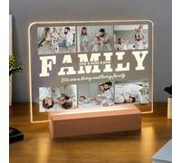 JeathFea Lampada con Foto Personalizzata - Regalo Papa Compleanno, Idee Regalo Papà - Lampada Personalizzata con Foto Testo, Lampada LED con Base in Legno - Idee Regalo Papà/Marito/Uomo